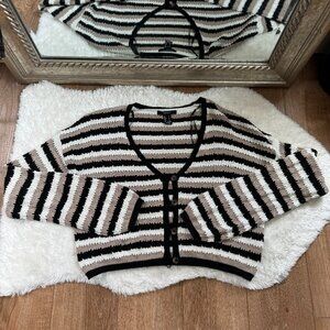 Forever 21 Colour Blocking Striped Crochet Cardigan